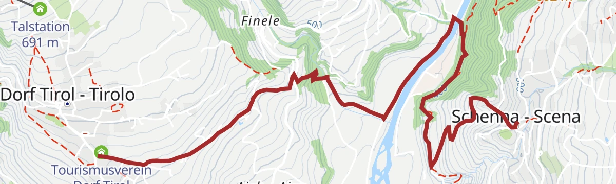 Route map: Escursione da Tirolo a Scena